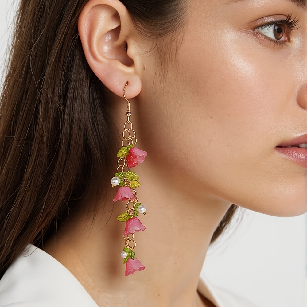 Women's Glass Wind Chime Flower Earrings
